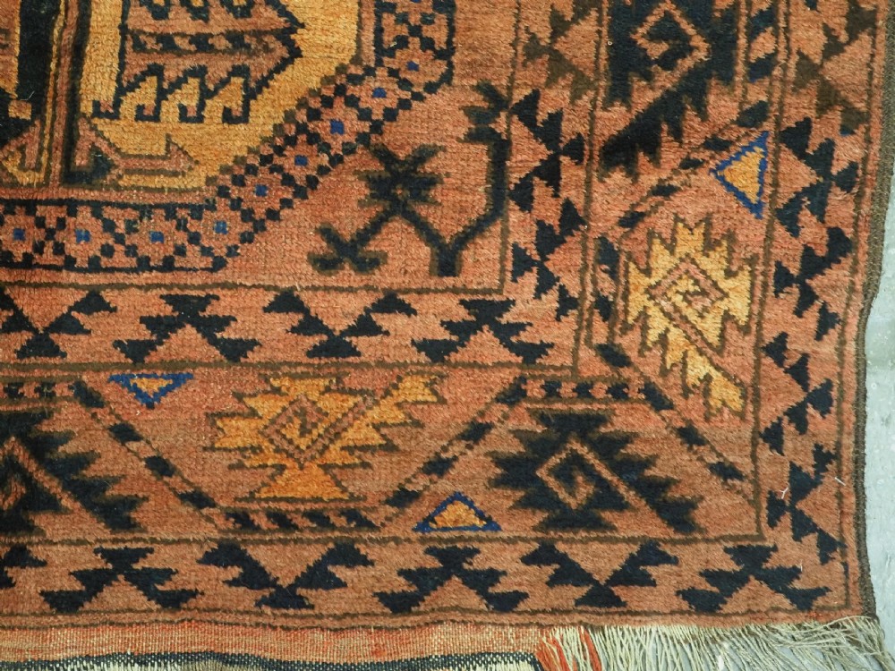 ANTIQUE AFGHAN ERSARI TURKMEN CARPET, WARM COLOURS, CIRCA 1900. View XI