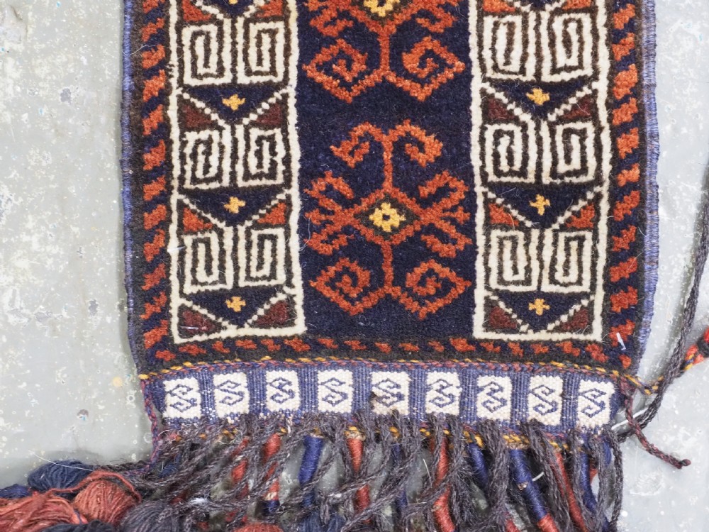 ANTIQUE AFGHAN TAIMANI BALUCH ANIMAL TRAPPING COMPLETE WITH ORIGINAL TASSELS, CIRCA 1900/20. View VI