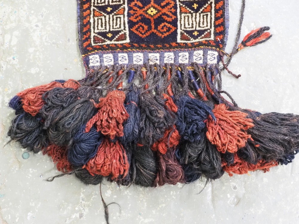 ANTIQUE AFGHAN TAIMANI BALUCH ANIMAL TRAPPING COMPLETE WITH ORIGINAL TASSELS, CIRCA 1900/20. View VII