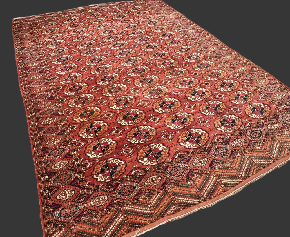 ANTIQUE TEKKE TURKMEN MAIN CARPET, SUPERB COLOUR & WOOL, CIRCA 1880.