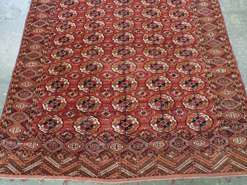 ANTIQUE TEKKE TURKMEN MAIN CARPET, SUPERB COLOUR & WOOL, CIRCA 1880. View V