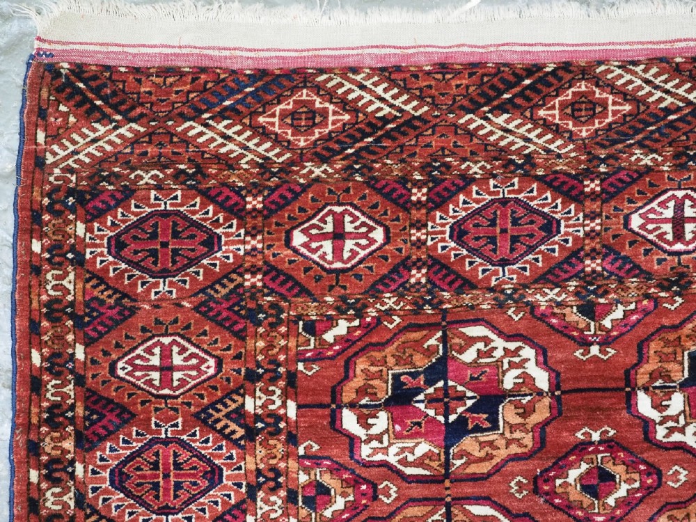 ANTIQUE TEKKE TURKMEN MAIN CARPET, SUPERB COLOUR & WOOL, CIRCA 1880. View VI