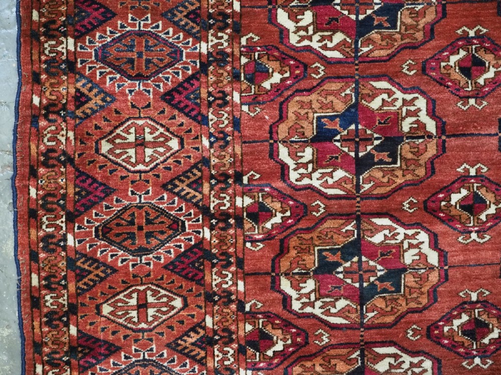 ANTIQUE TEKKE TURKMEN MAIN CARPET, SUPERB COLOUR & WOOL, CIRCA 1880. View VII