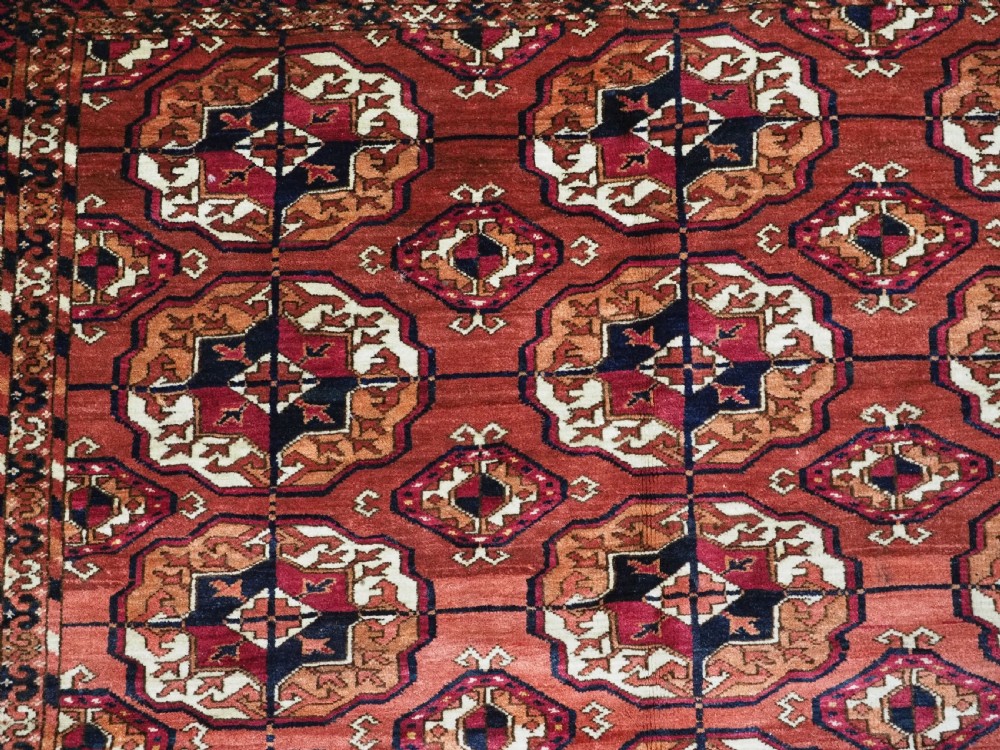 ANTIQUE TEKKE TURKMEN MAIN CARPET, SUPERB COLOUR & WOOL, CIRCA 1880. View VIII