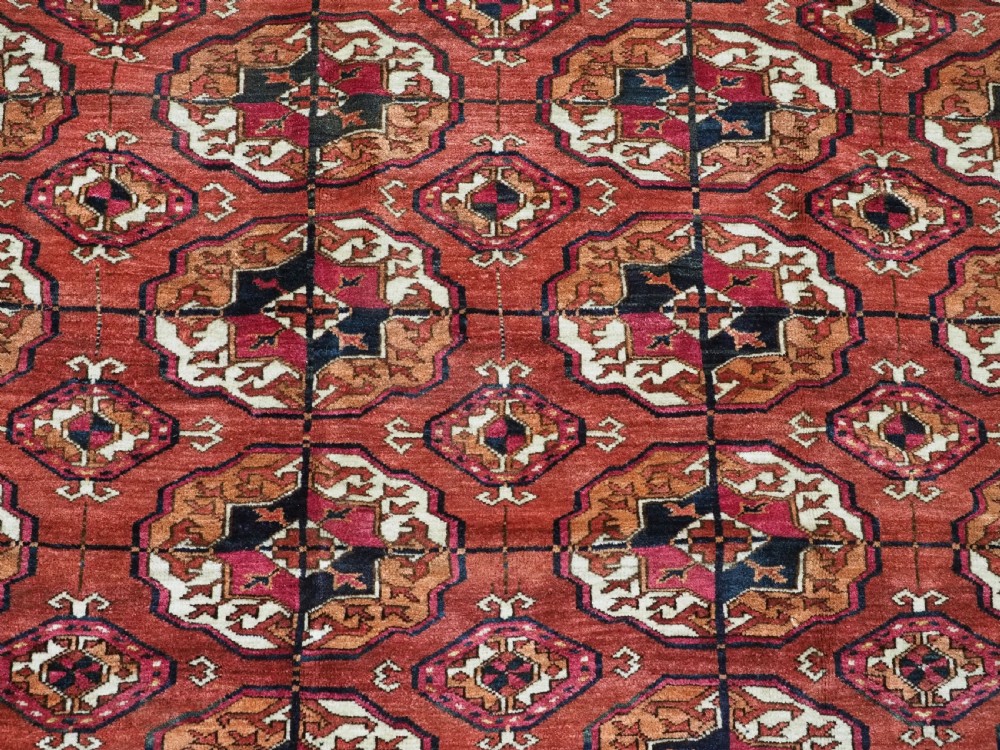 ANTIQUE TEKKE TURKMEN MAIN CARPET, SUPERB COLOUR & WOOL, CIRCA 1880. View XI