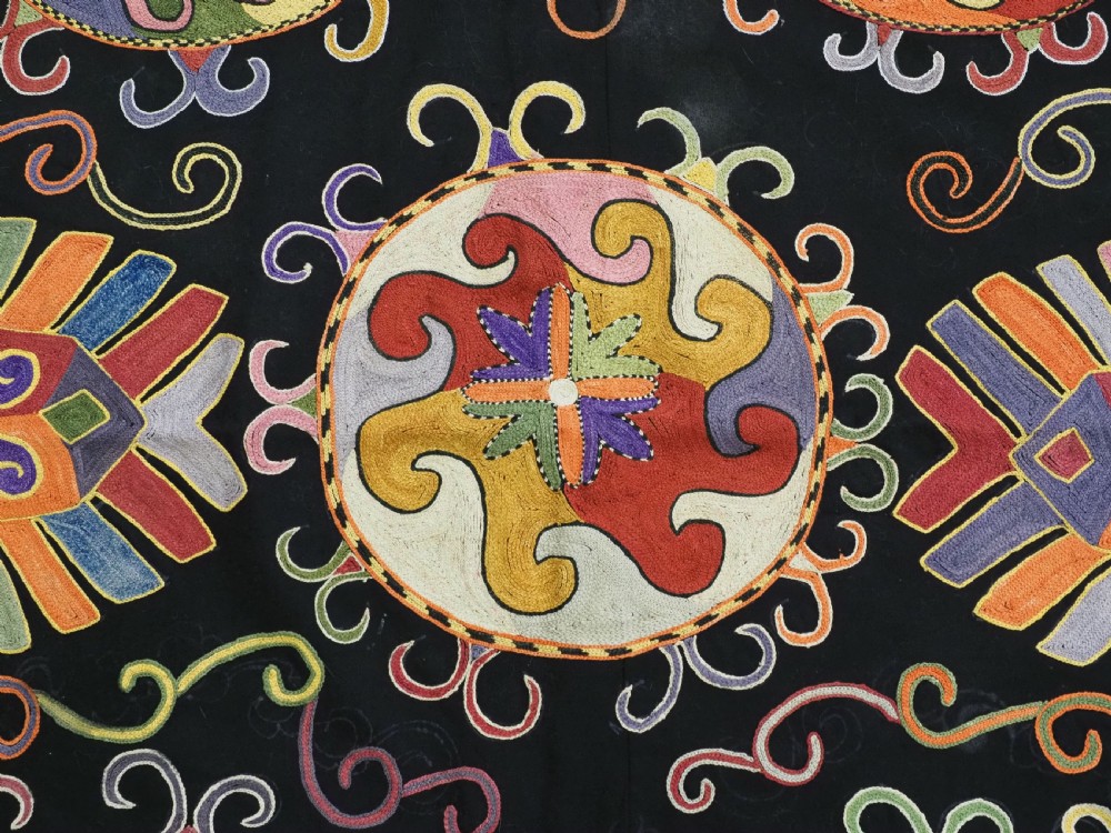 ANTIQUE UZBEK LAKAI 'DASTERKHAN' EATING CLOTH, CIRCA 1900/20. View IX
