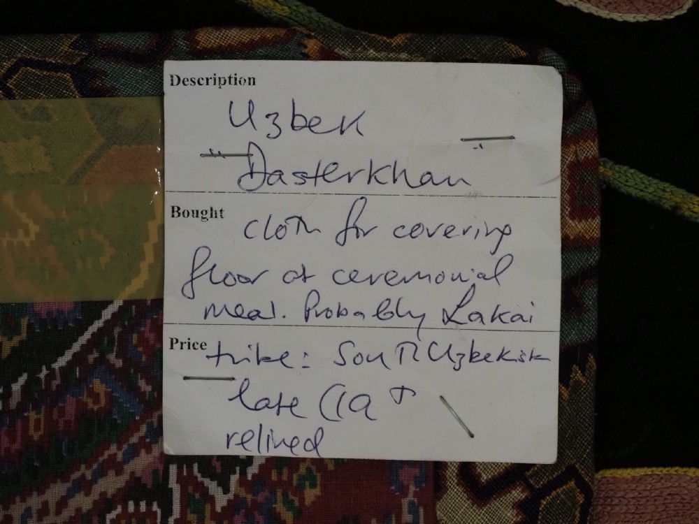 ANTIQUE UZBEK LAKAI 'DASTERKHAN' EATING CLOTH, CIRCA 1900/20. View XIII