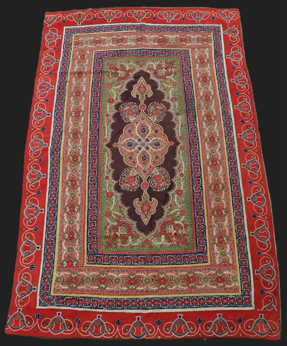 ANTIQUE PERSIAN RASHT EMBROIDERY, SILK & FELT APPLIQUE WORK, CIRCA 1880.