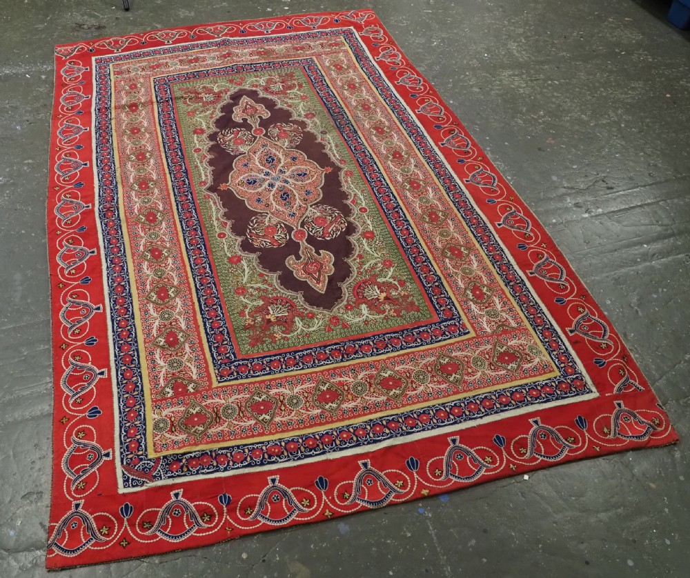 ANTIQUE PERSIAN RASHT EMBROIDERY, SILK & FELT APPLIQUE WORK, CIRCA 1880. View II