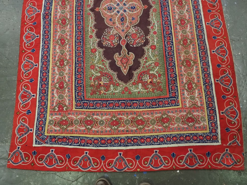 ANTIQUE PERSIAN RASHT EMBROIDERY, SILK & FELT APPLIQUE WORK, CIRCA 1880. View V