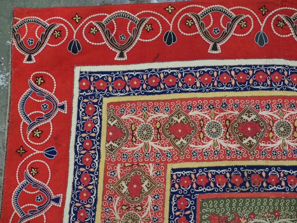 ANTIQUE PERSIAN RASHT EMBROIDERY, SILK & FELT APPLIQUE WORK, CIRCA 1880. View VI