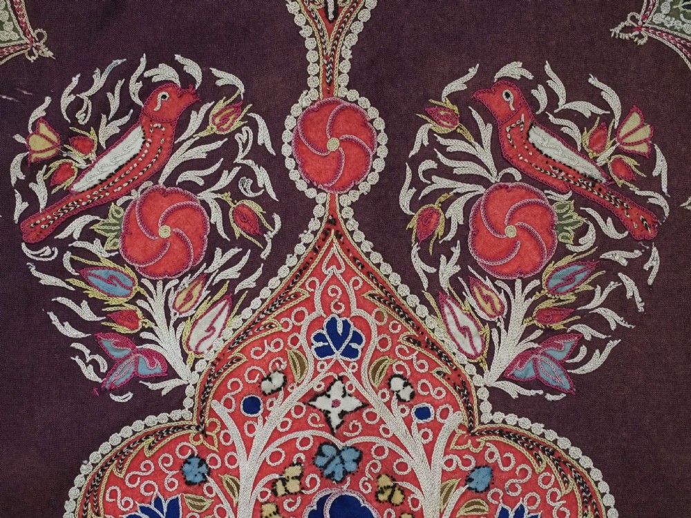 ANTIQUE PERSIAN RASHT EMBROIDERY, SILK & FELT APPLIQUE WORK, CIRCA 1880. View XII