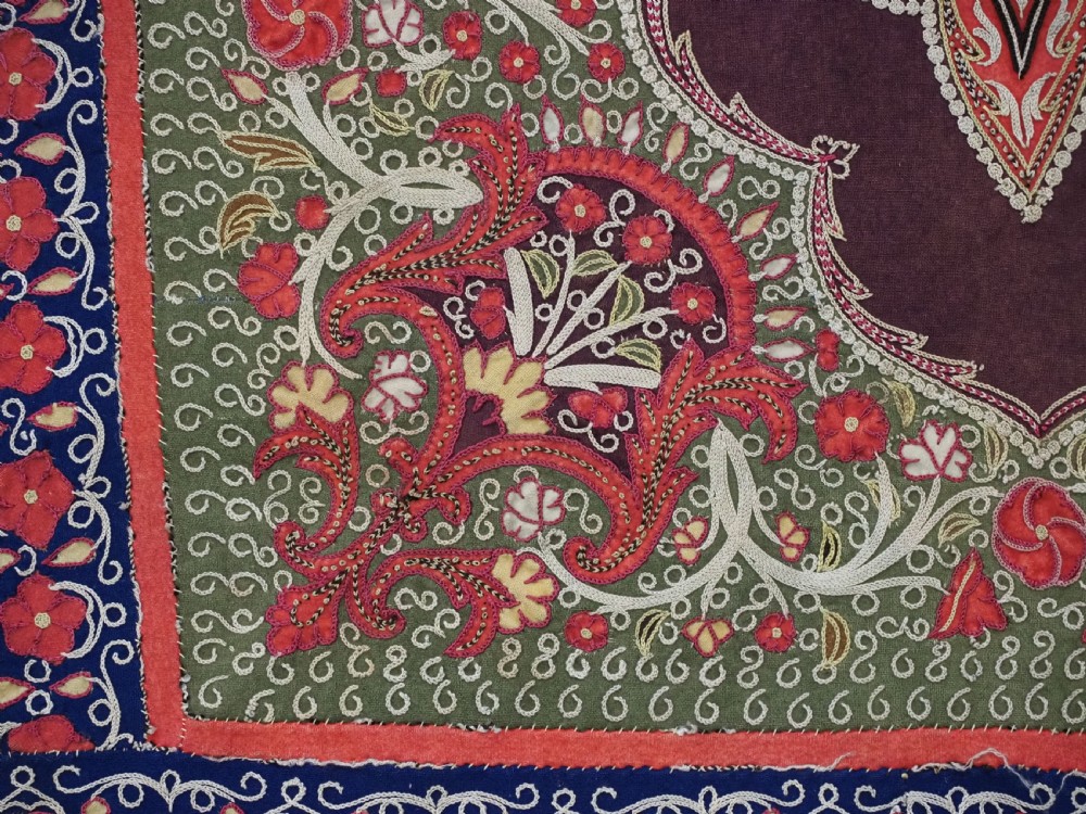 ANTIQUE PERSIAN RASHT EMBROIDERY, SILK & FELT APPLIQUE WORK, CIRCA 1880. View XIV