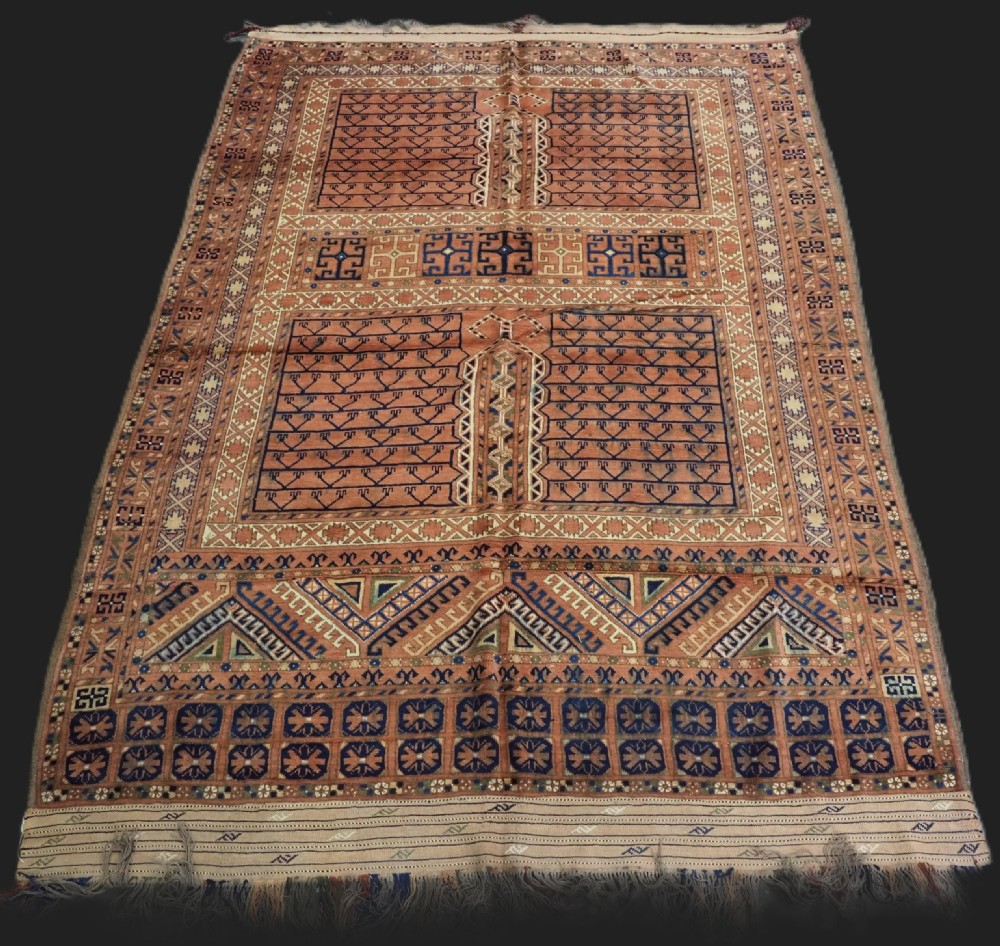 ANTIQUE AFGHAN OR RUSSIAN ERSARI TURKMEN ENSI DOOR HANGING, CIRCA 1920.