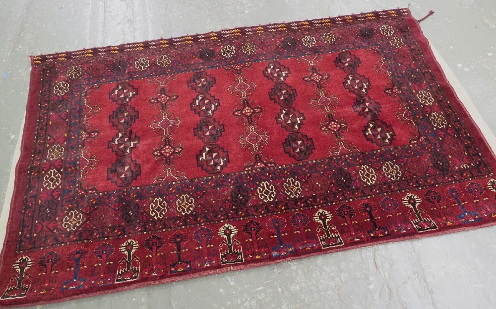 ANTIQUE AFGHAN ERSARI TURKMEN CHUVAL WITH SILK HIGHLIGHTS, COMPLETE WITH BACK, CIRCA 1900. View II