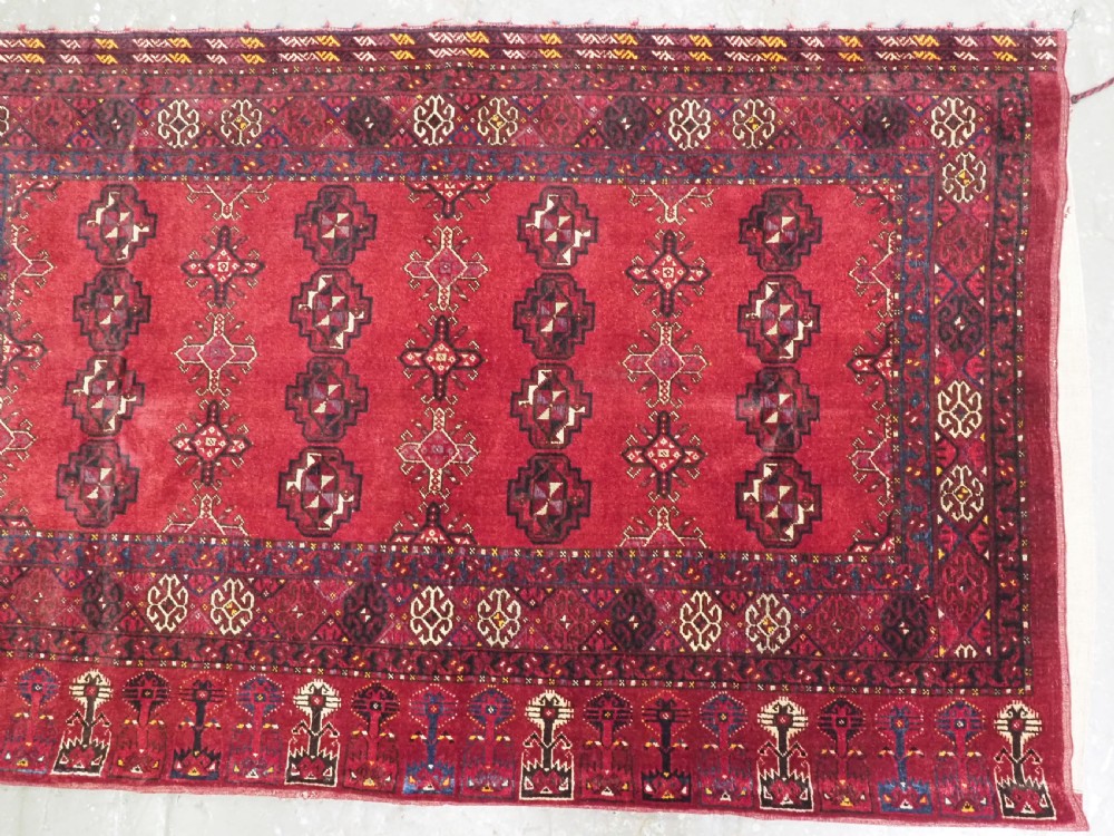 ANTIQUE AFGHAN ERSARI TURKMEN CHUVAL WITH SILK HIGHLIGHTS, COMPLETE WITH BACK, CIRCA 1900. View IV