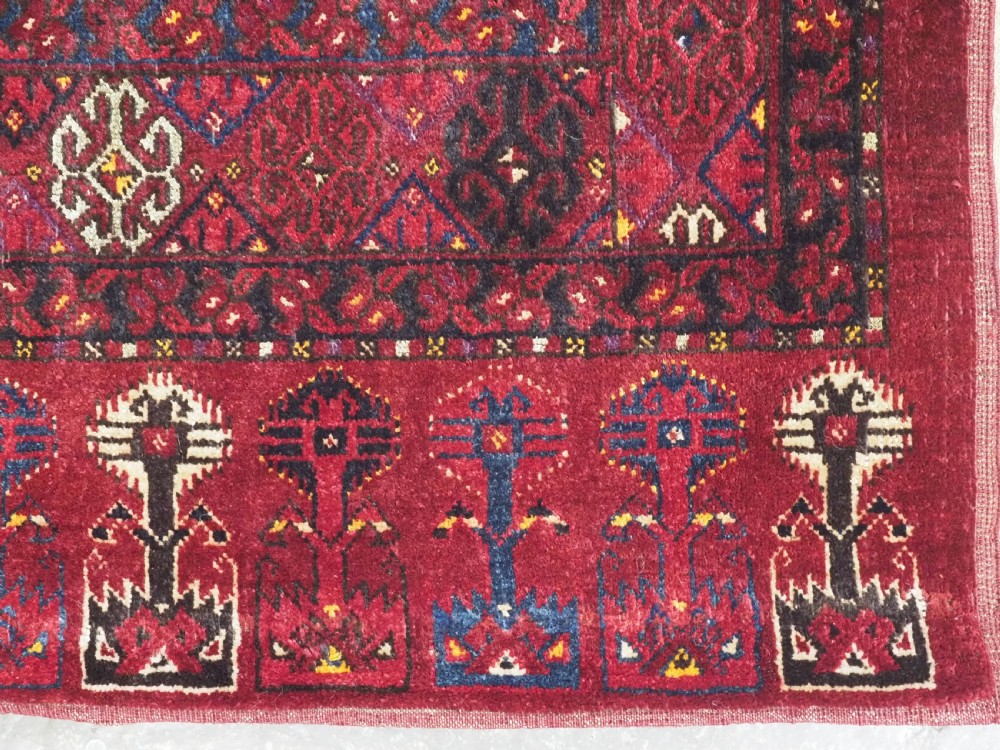 ANTIQUE AFGHAN ERSARI TURKMEN CHUVAL WITH SILK HIGHLIGHTS, COMPLETE WITH BACK, CIRCA 1900. View XI