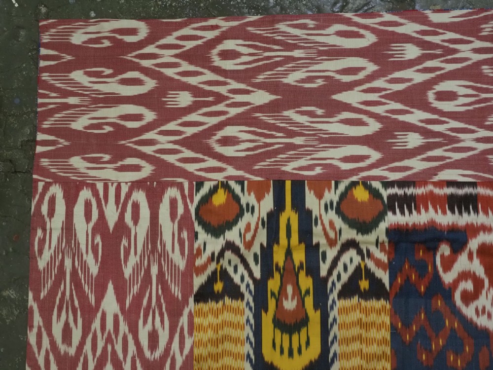 ANTIQUE UZBEK SILK IKAT PANEL, IDEAL WALL HANGING OR COVER. CIRCA 1900. View IV