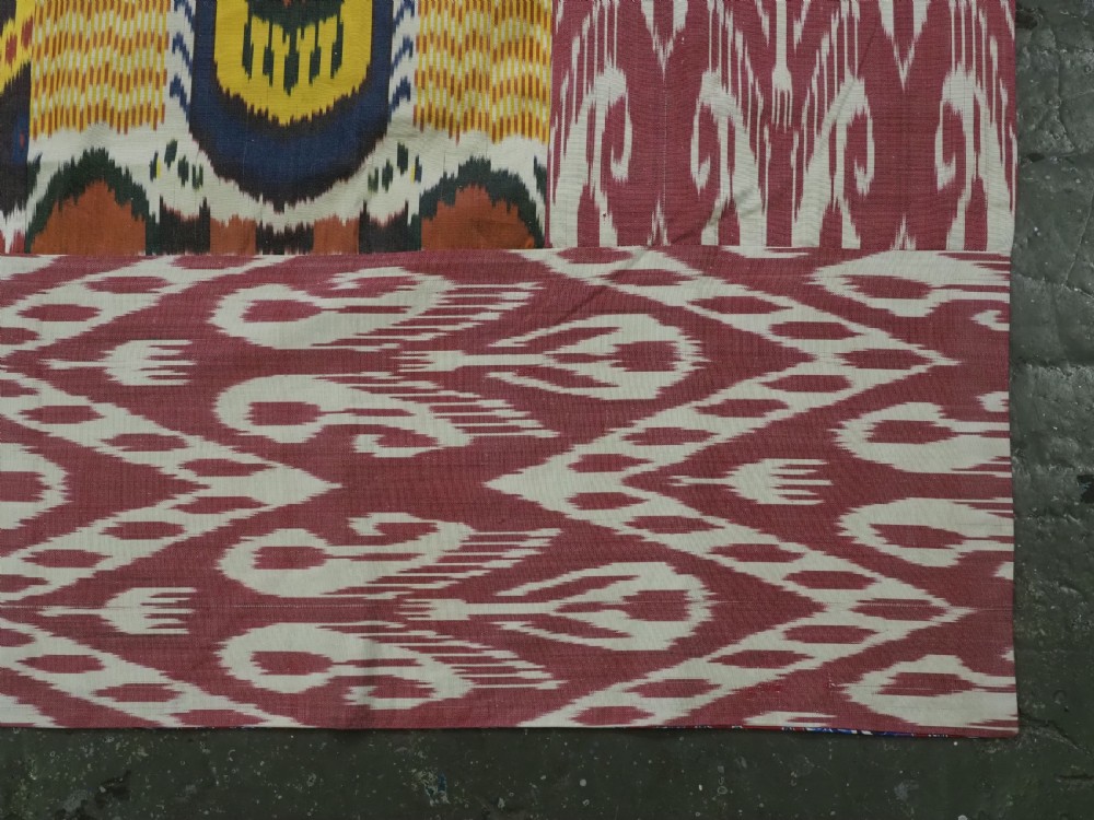 ANTIQUE UZBEK SILK IKAT PANEL, IDEAL WALL HANGING OR COVER. CIRCA 1900. View XI