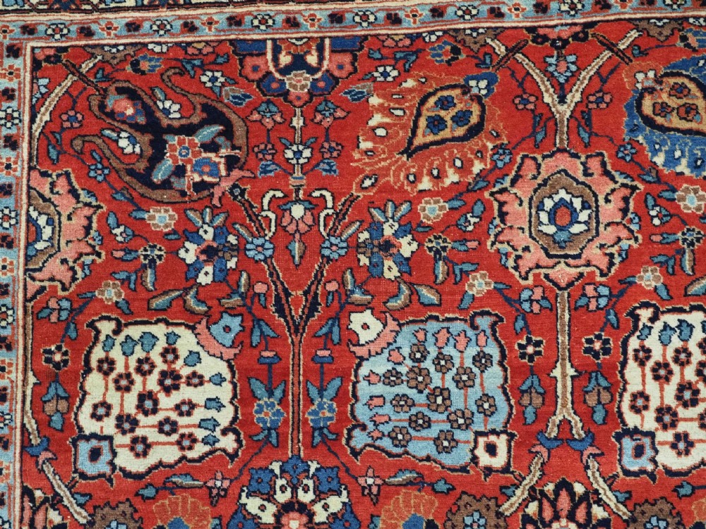 ANTIQUE TABRIZ RUG WITH SAFAVID VASE CARPET DESIGN, SUPERB COLOURS, CIRCA 1900. View VIII