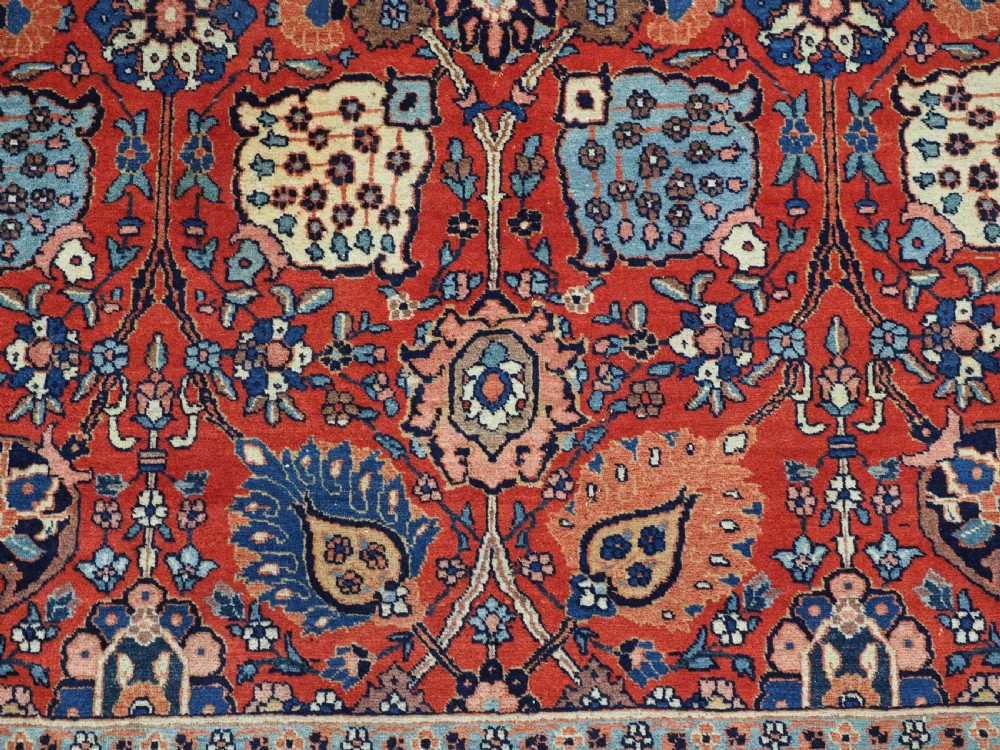 ANTIQUE TABRIZ RUG WITH SAFAVID VASE CARPET DESIGN, SUPERB COLOURS, CIRCA 1900. View XIII