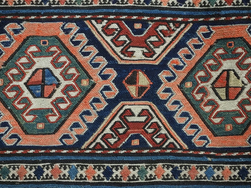 ANTIQUE SOUTH CAUCASIAN OR SHAHSAVAN COMPLETE MAFRASH STORAGE BAG IN SOUMAK WORK, CIRCA 1900. View VII