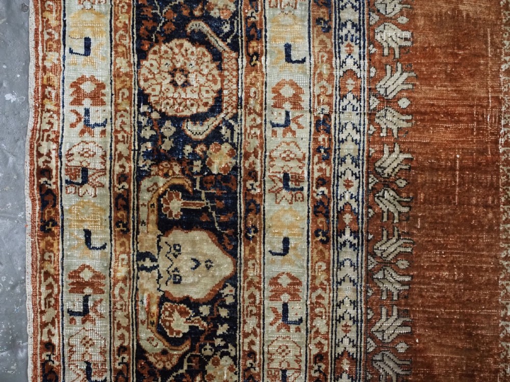 ANTIQUE PERSIAN SILK TABRIZ PRAYER RUG WITH DOUBLE COLUMN DESIGN, CIRCA 1890. View VI