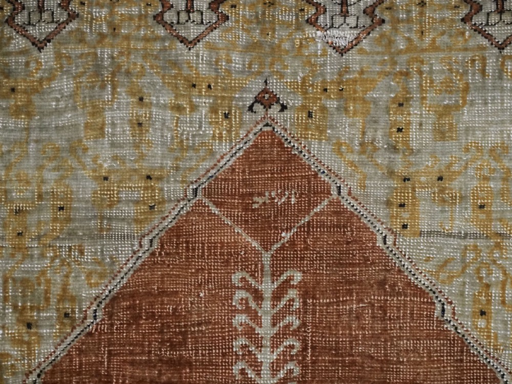 ANTIQUE PERSIAN SILK TABRIZ PRAYER RUG WITH DOUBLE COLUMN DESIGN, CIRCA 1890. View IX