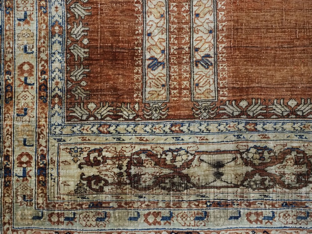 ANTIQUE PERSIAN SILK TABRIZ PRAYER RUG WITH DOUBLE COLUMN DESIGN, CIRCA 1890. View XIII