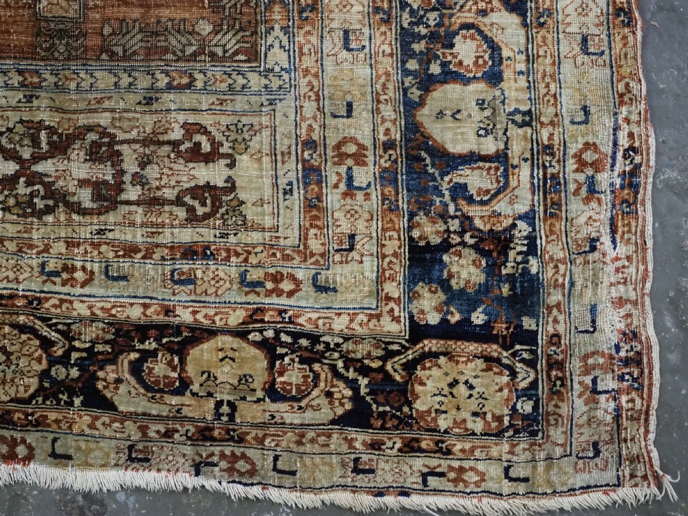 ANTIQUE PERSIAN SILK TABRIZ PRAYER RUG WITH DOUBLE COLUMN DESIGN, CIRCA 1890. View XIX