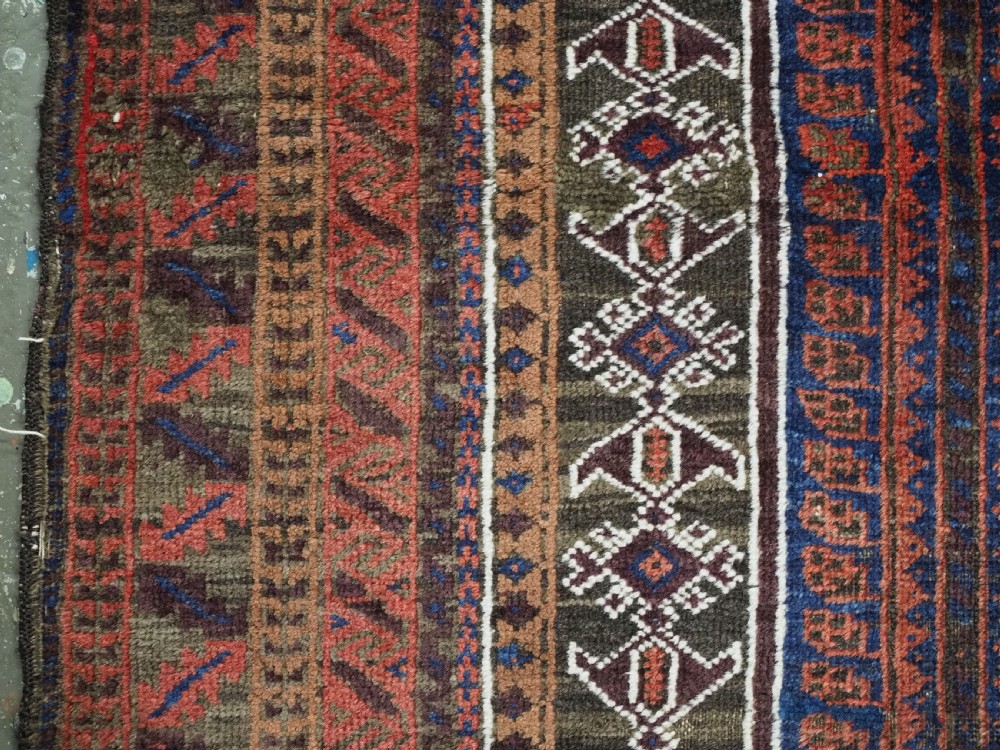 ANTIQUE AFGHAN SISTAN BALUCH 'SEH' MIHRAB PRAYER RUG, CIRCA 1900. View VI