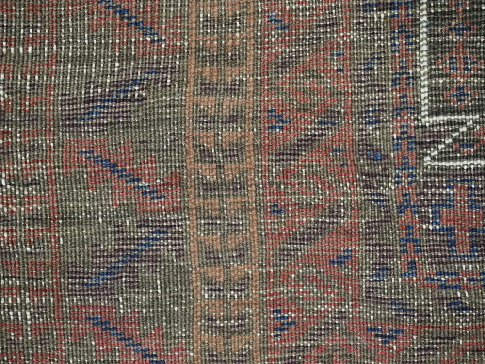 ANTIQUE AFGHAN SISTAN BALUCH 'SEH' MIHRAB PRAYER RUG, CIRCA 1900. View XI