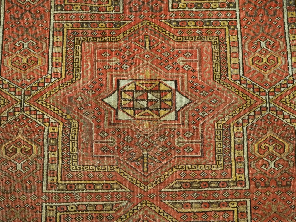 ANTIQUE AFGHAN KIZIL AYAK TURKMEN PRAYER RUG OF SCARCE DESIGN, CIRCA 1900. View IX