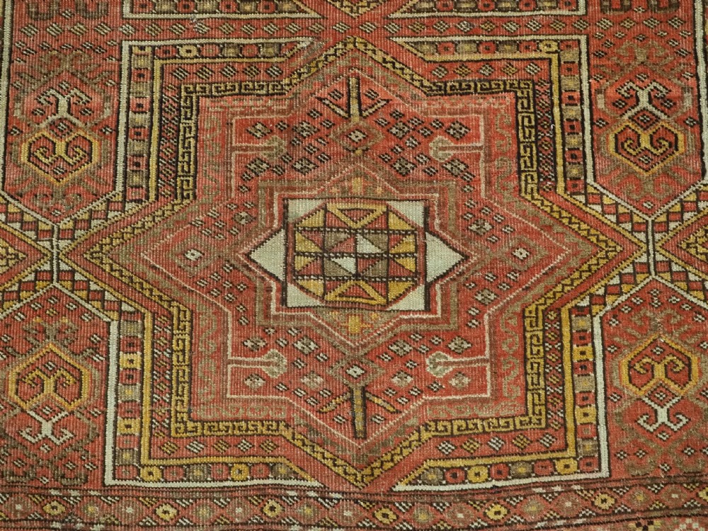 ANTIQUE AFGHAN KIZIL AYAK TURKMEN PRAYER RUG OF SCARCE DESIGN, CIRCA 1900. View X