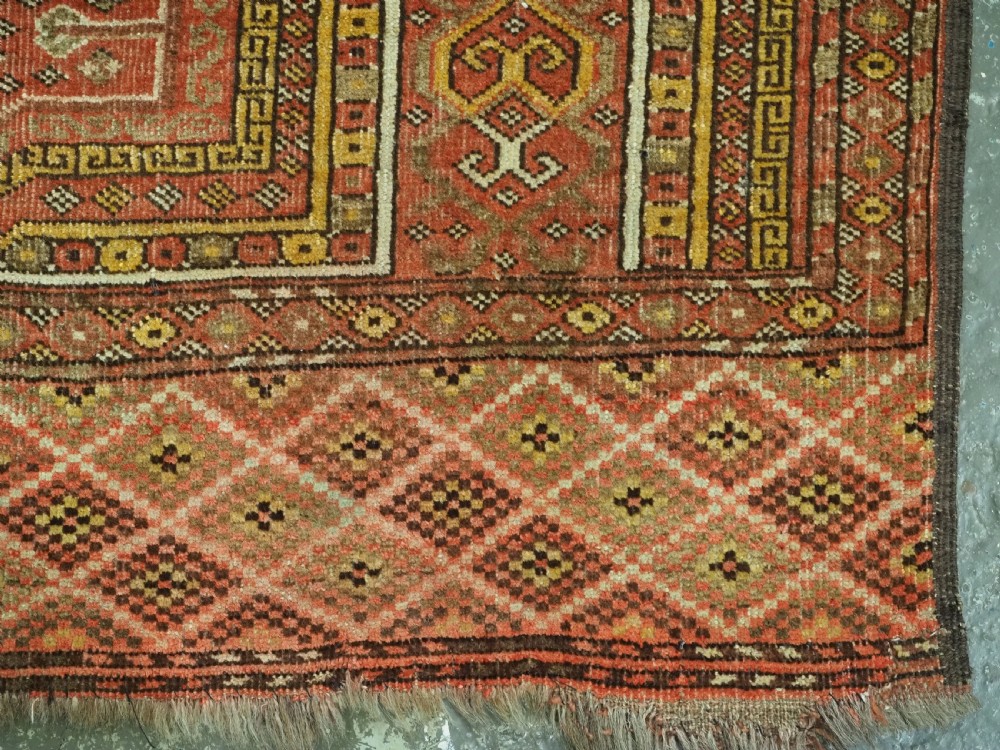 ANTIQUE AFGHAN KIZIL AYAK TURKMEN PRAYER RUG OF SCARCE DESIGN, CIRCA 1900. View XI