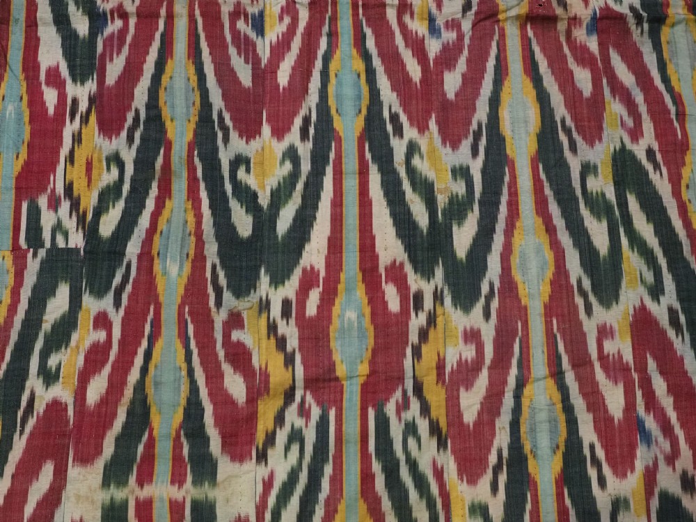 ANTIQUE UZBEK IKAT FABRIC PANEL, SEMI SILK ADRAS, BUKHARA, CIRCA 1900 OR EARLIER. View VII