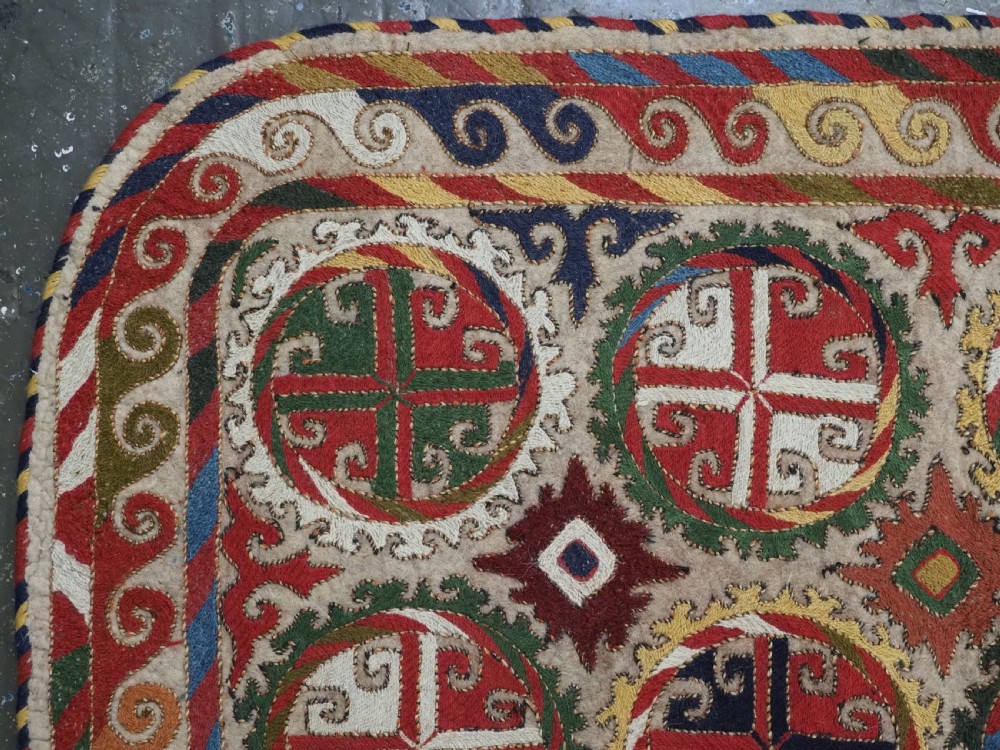 ANTIQUE UZBEK LAKAI EMBROIDERED FELT SADDLE RUG, SUPERB CONDITION, CIRCA 1900-20. View II