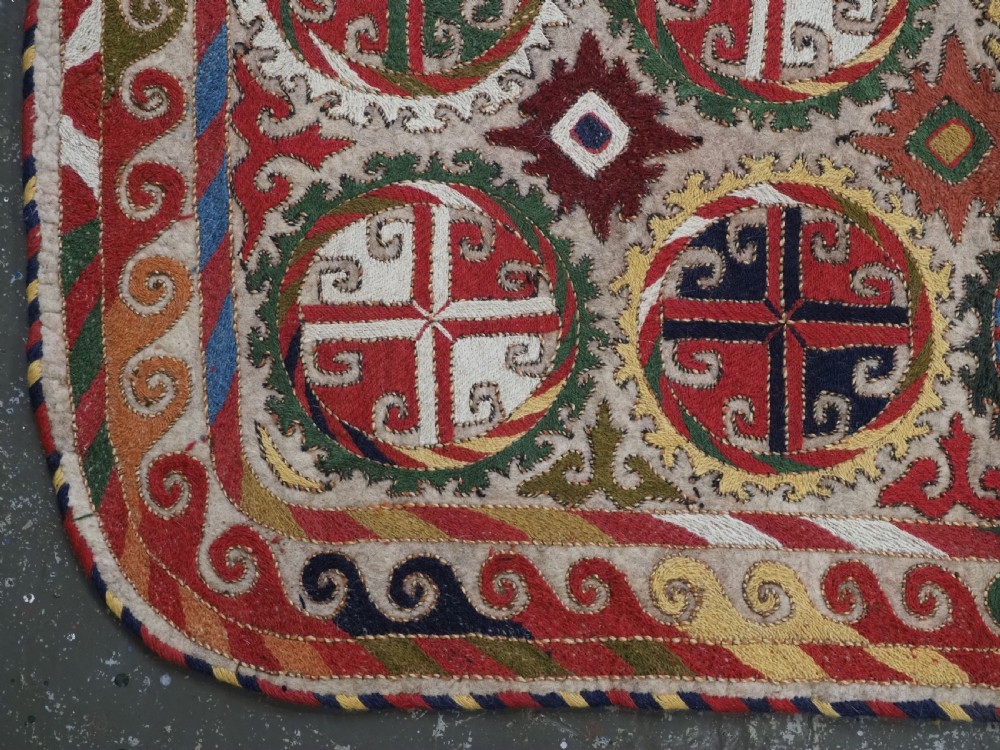 ANTIQUE UZBEK LAKAI EMBROIDERED FELT SADDLE RUG, SUPERB CONDITION, CIRCA 1900-20. View III