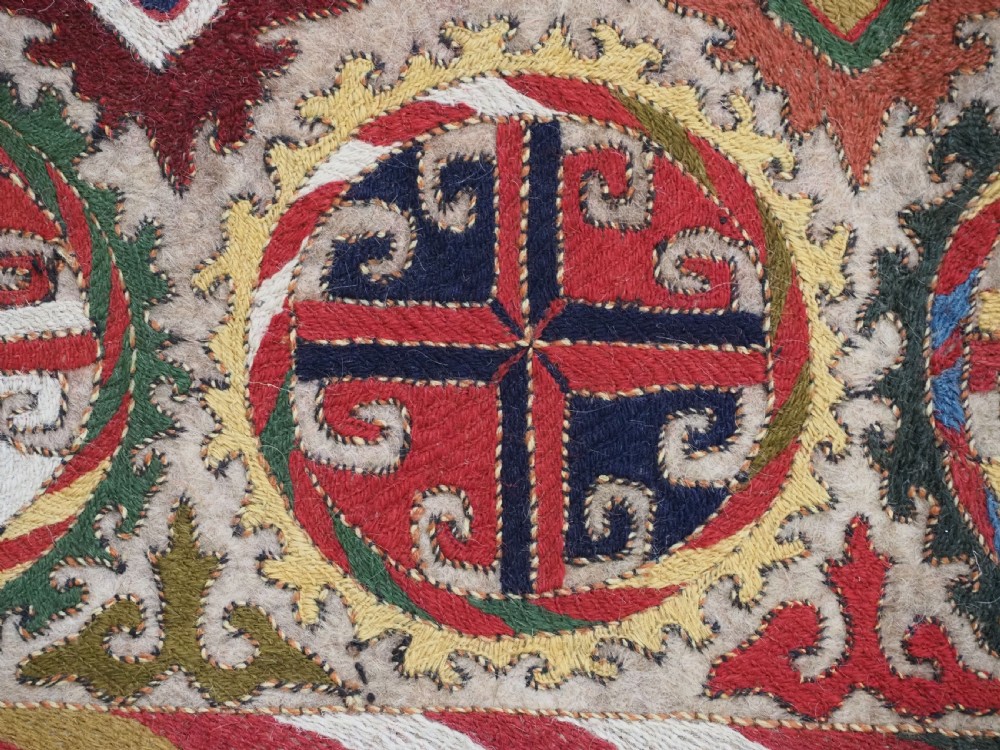 ANTIQUE UZBEK LAKAI EMBROIDERED FELT SADDLE RUG, SUPERB CONDITION, CIRCA 1900-20. View VI