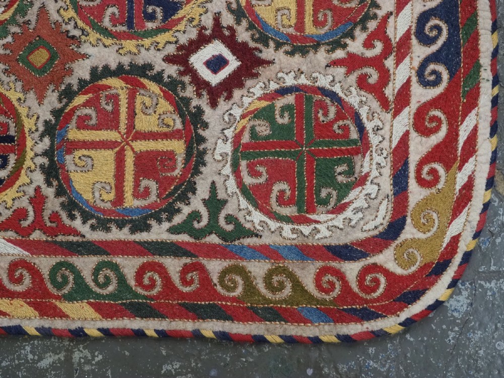 ANTIQUE UZBEK LAKAI EMBROIDERED FELT SADDLE RUG, SUPERB CONDITION, CIRCA 1900-20. View VII