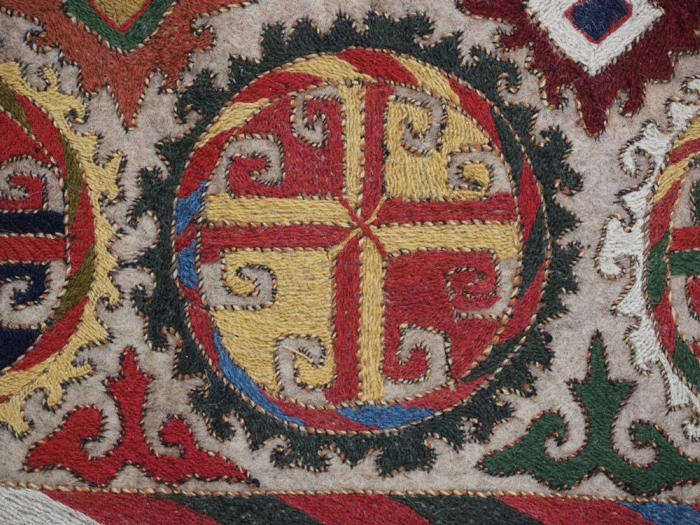 ANTIQUE UZBEK LAKAI EMBROIDERED FELT SADDLE RUG, SUPERB CONDITION, CIRCA 1900-20. View VIII