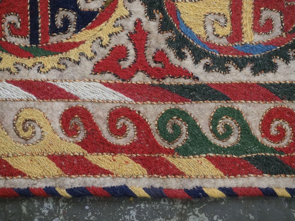 ANTIQUE UZBEK LAKAI EMBROIDERED FELT SADDLE RUG, SUPERB CONDITION, CIRCA 1900-20. View IX