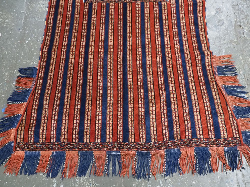 ANTIQUE YOMUT TURKMEN HORSE COVER / BLANKET & SADDLE RUG, SCARCE CEREMONIAL ITEM, CIRCA 1890. View VI