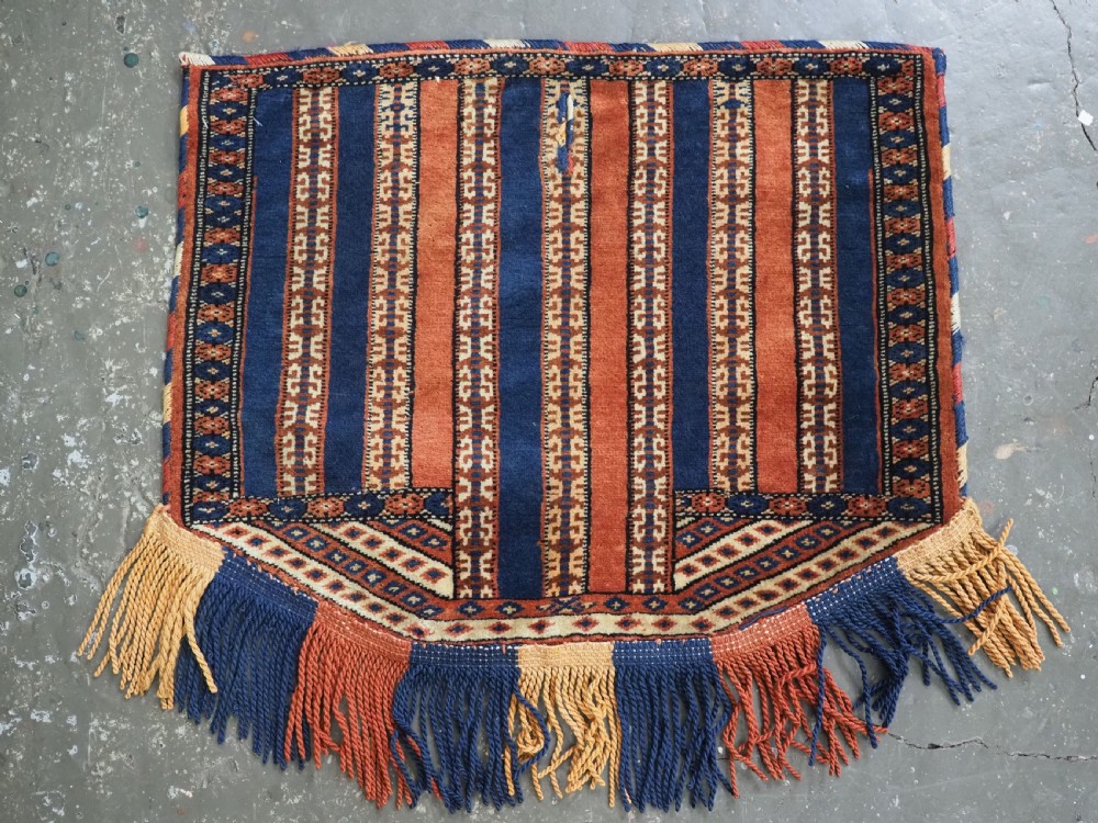 ANTIQUE YOMUT TURKMEN HORSE COVER / BLANKET & SADDLE RUG, SCARCE CEREMONIAL ITEM, CIRCA 1890. View XIV
