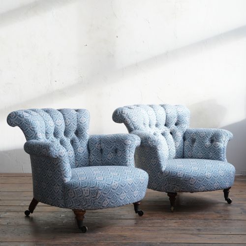 pair of howard and sons armchairs early - CATEGORY: ANTIQUE CHAIRS - DATED 1860