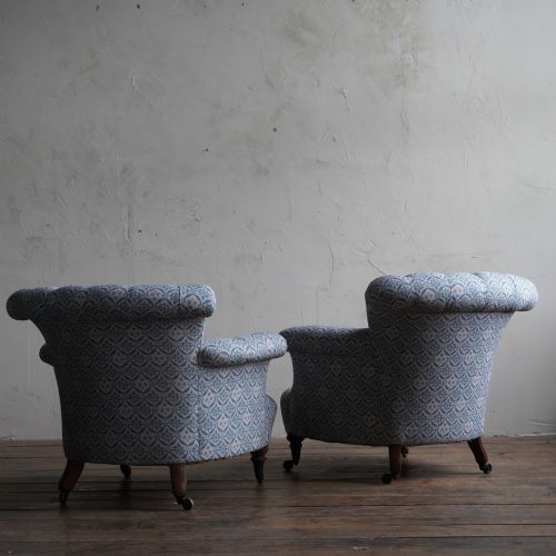 PAIR OF HOWARD AND SONS ARMCHAIRS EARLY - ADDITIONAL PHOTO 2