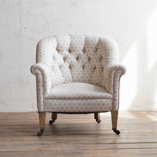 antique tub armchair faux birch legs - CATEGORY: ANTIQUE CHAIRS - DATED 19TH CENTURY