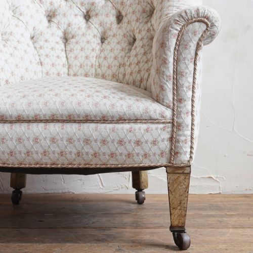 ANTIQUE TUB ARMCHAIR FAUX BIRCH LEGS - ADDITIONAL PHOTO 3