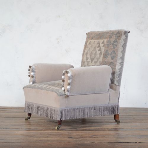 VICTORIAN KILIM CARPET CHAIR - ADDITIONAL PHOTO 3