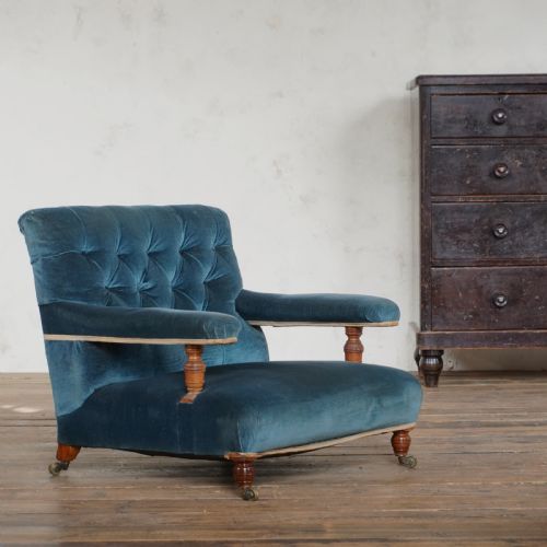 HOWARD AND SONS OPEN ARMCHAIR C1880 - ADDITIONAL PHOTO 3